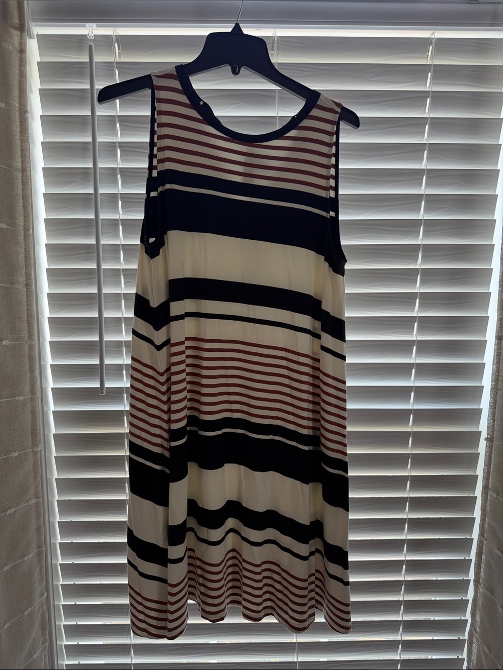 Lost Sleeveless Striped Swing Dress - Black, White & Brown